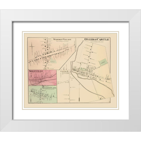 Oneida Castle New York Landowner - Whitman 1875 White Modern Wood Framed Art Print with Double Matting by Whitman
