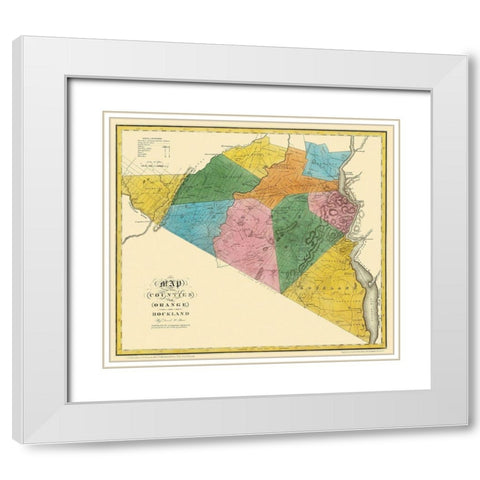 Orange  Rockland New York Landowner - Burr 1779 White Modern Wood Framed Art Print with Double Matting by Burr