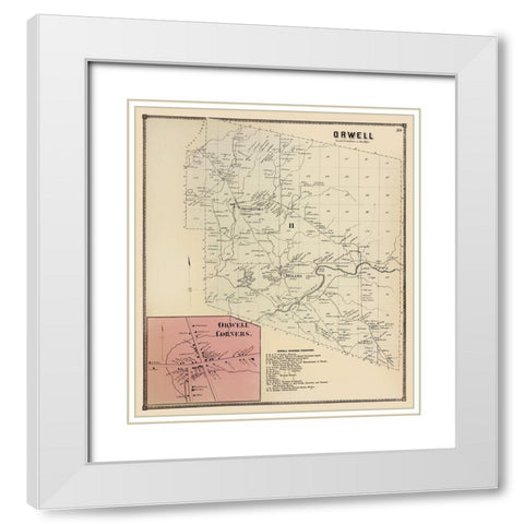 Orwell New York Landowner - Stone 1867 White Modern Wood Framed Art Print with Double Matting by Stone