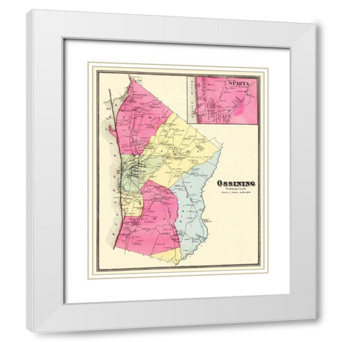 Ossining, Sparta New York Landowner - Beers 1868 White Modern Wood Framed Art Print with Double Matting by Beers