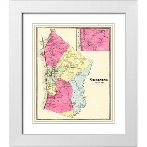 Ossining, Sparta New York Landowner - Beers 1868 White Modern Wood Framed Art Print with Double Matting by Beers