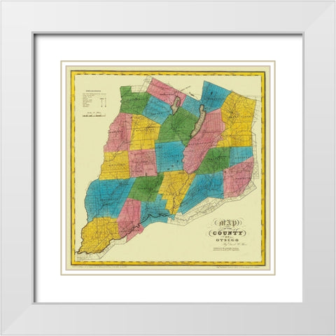 Otsego New York Landowner - Burr 1829 White Modern Wood Framed Art Print with Double Matting by Burr