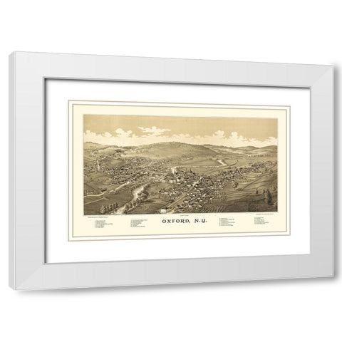 Oxford New York - Burleigh 1888  White Modern Wood Framed Art Print with Double Matting by Burleigh