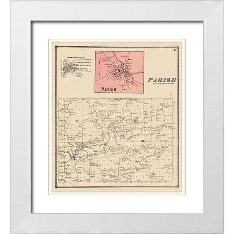 Parish New York Landowner - Stone 1866 White Modern Wood Framed Art Print with Double Matting by Stone