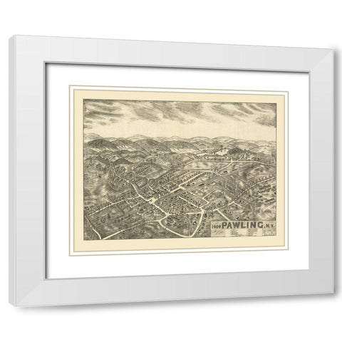 Pawling New York - Smith 1909  White Modern Wood Framed Art Print with Double Matting by Smith