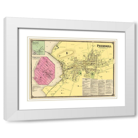 Peekskill New York Landowner - Beers 1868 White Modern Wood Framed Art Print with Double Matting by Beers