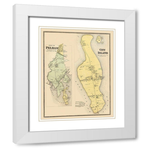 Pelham, City Island New York Landowner - Beers White Modern Wood Framed Art Print with Double Matting by Beers