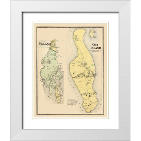 Pelham, City Island New York Landowner - Beers White Modern Wood Framed Art Print with Double Matting by Beers