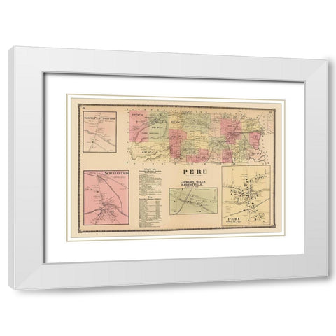 Peru New York Landowner - Beers 1869 White Modern Wood Framed Art Print with Double Matting by Beers