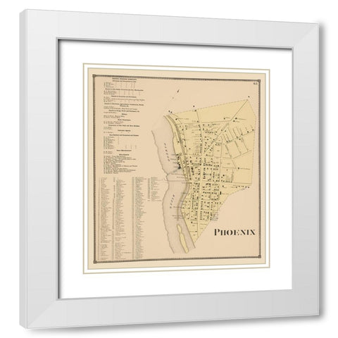 Phoenix New York Landowner - Stone 1866 White Modern Wood Framed Art Print with Double Matting by Stone
