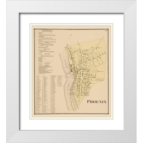 Phoenix New York Landowner - Stone 1866 White Modern Wood Framed Art Print with Double Matting by Stone
