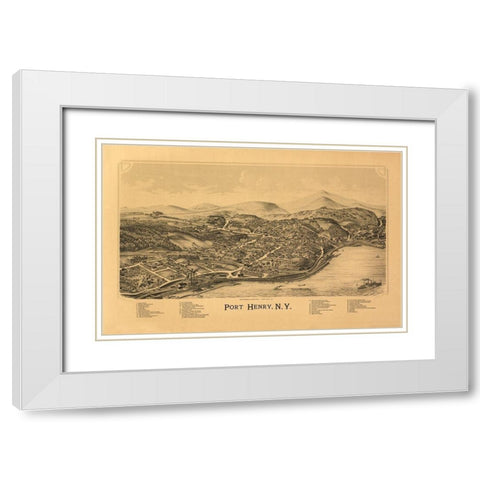 Port Henry New York - Burleigh 1889  White Modern Wood Framed Art Print with Double Matting by Burleigh