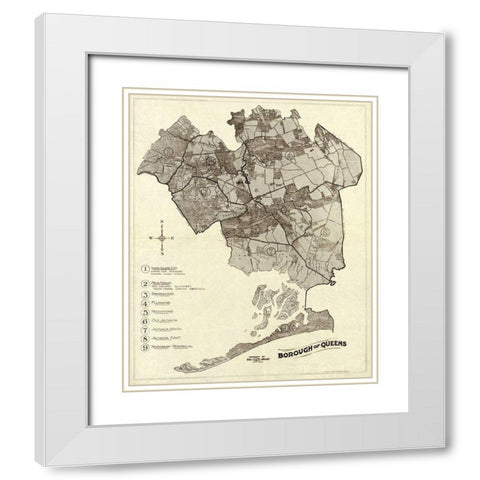 Queens New York -1918 White Modern Wood Framed Art Print with Double Matting by Unknown