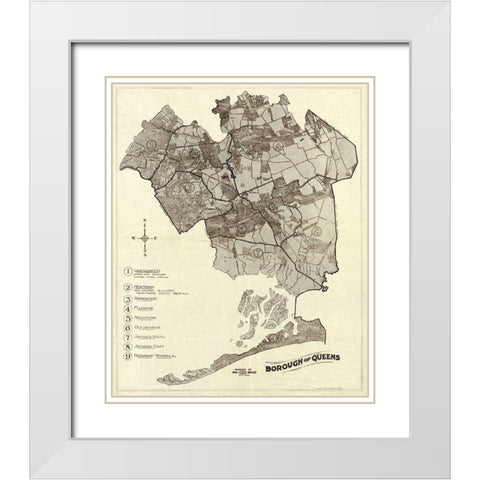 Queens New York -1918 White Modern Wood Framed Art Print with Double Matting by Unknown