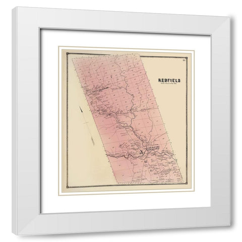 Redfield New York Landowner - Stone 1866 White Modern Wood Framed Art Print with Double Matting by Stone