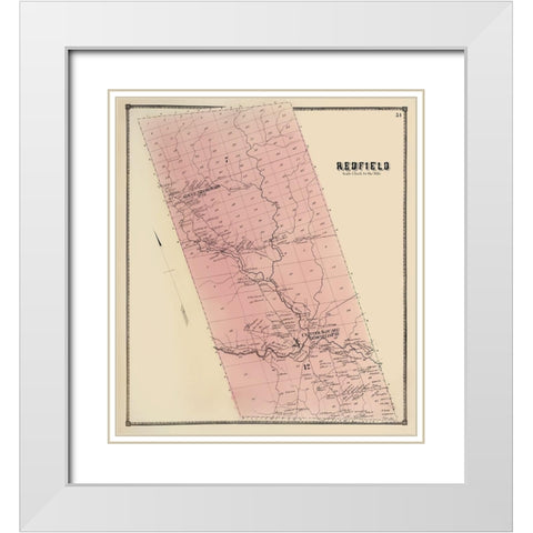 Redfield New York Landowner - Stone 1866 White Modern Wood Framed Art Print with Double Matting by Stone