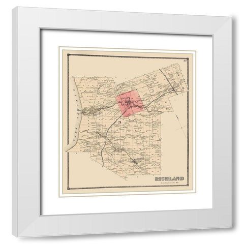 Richland New York Landowner - Stone 1866 White Modern Wood Framed Art Print with Double Matting by Stone