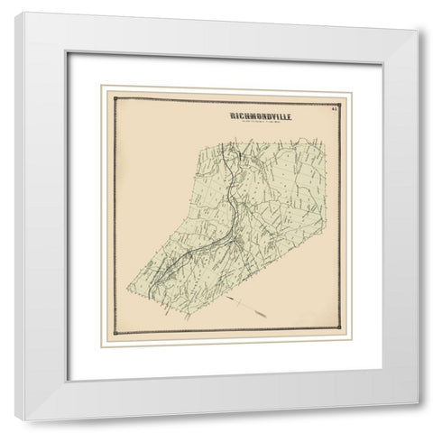 Richmondville New York Landowner - Stone 1866 White Modern Wood Framed Art Print with Double Matting by Stone