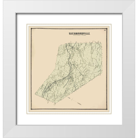 Richmondville New York Landowner - Stone 1866 White Modern Wood Framed Art Print with Double Matting by Stone