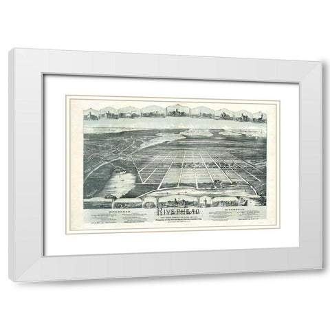 Riverhead New York -1890 White Modern Wood Framed Art Print with Double Matting by Unknown