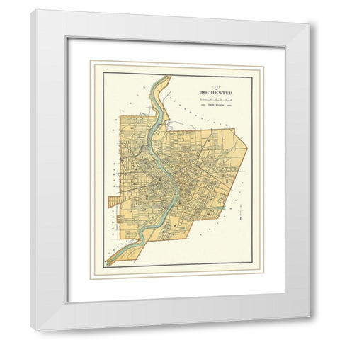 Rochester New York - Bien 1895 White Modern Wood Framed Art Print with Double Matting by Bien