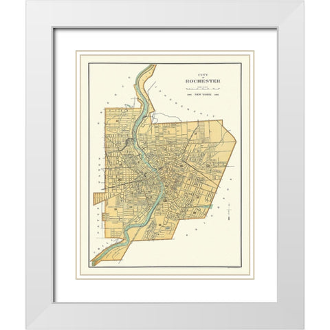 Rochester New York - Bien 1895 White Modern Wood Framed Art Print with Double Matting by Bien