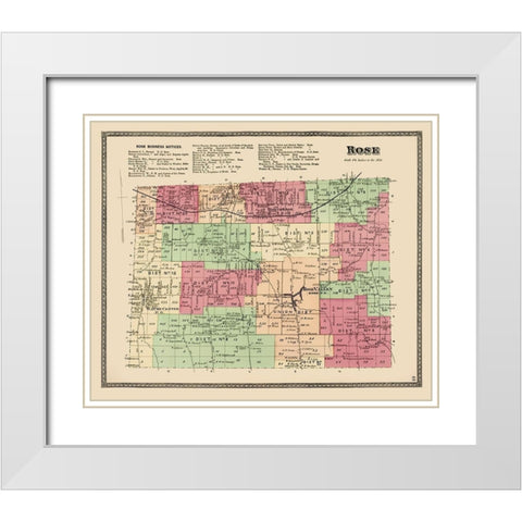 Rose New York Landowner - Beers 1874 White Modern Wood Framed Art Print with Double Matting by Beers