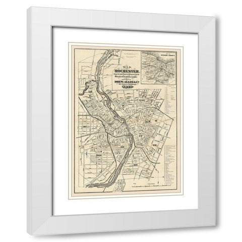 Rochester New York - Allis 1872  White Modern Wood Framed Art Print with Double Matting by Allis