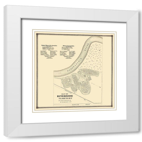 Gouverneur New York Riverside Cemetery - Stone White Modern Wood Framed Art Print with Double Matting by Stone