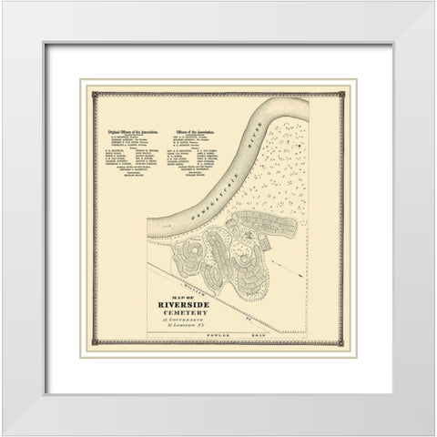 Gouverneur New York Riverside Cemetery - Stone White Modern Wood Framed Art Print with Double Matting by Stone