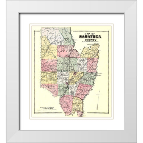 Saratoga New York - Burr 1866 White Modern Wood Framed Art Print with Double Matting by Burr