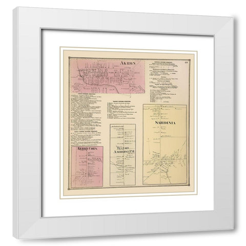 Akron, Kerrs, Transit, Sardinia New York White Modern Wood Framed Art Print with Double Matting by Stone