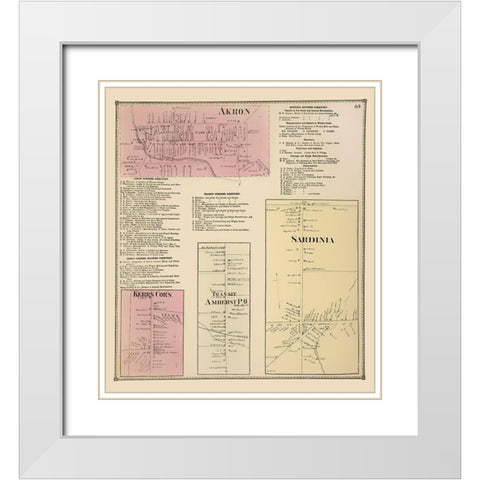 Akron, Kerrs, Transit, Sardinia New York White Modern Wood Framed Art Print with Double Matting by Stone