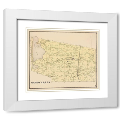 Sandy Creek New York Landowner - Stone 1866 White Modern Wood Framed Art Print with Double Matting by Stone