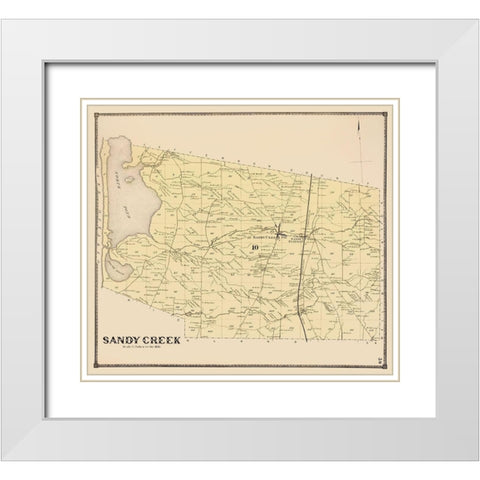 Sandy Creek New York Landowner - Stone 1866 White Modern Wood Framed Art Print with Double Matting by Stone