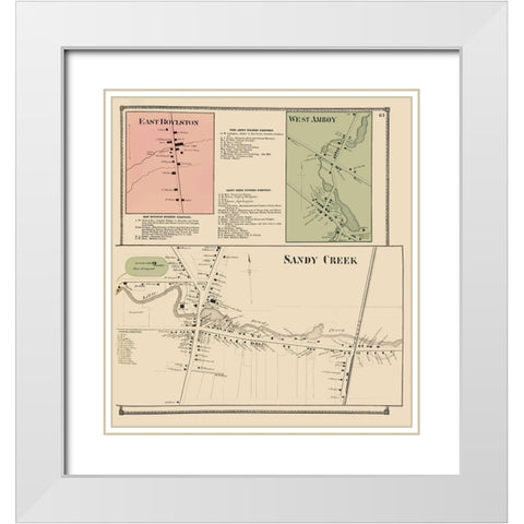 Sandy Creek Business District New York Landowner White Modern Wood Framed Art Print with Double Matting by Stone
