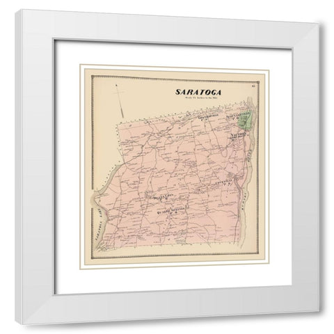 Saratoga New York Landowner - Stone 1866 White Modern Wood Framed Art Print with Double Matting by Stone