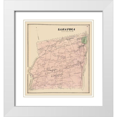 Saratoga New York Landowner - Stone 1866 White Modern Wood Framed Art Print with Double Matting by Stone
