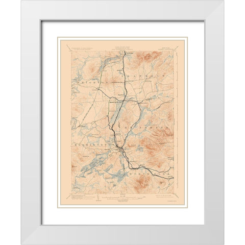 Saranac New York Quad - USGS 1904 White Modern Wood Framed Art Print with Double Matting by USGS