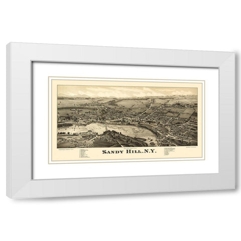 Sandy Hill New York - Burleigh 1884  White Modern Wood Framed Art Print with Double Matting by Burleigh