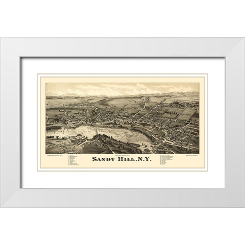 Sandy Hill New York - Burleigh 1884  White Modern Wood Framed Art Print with Double Matting by Burleigh