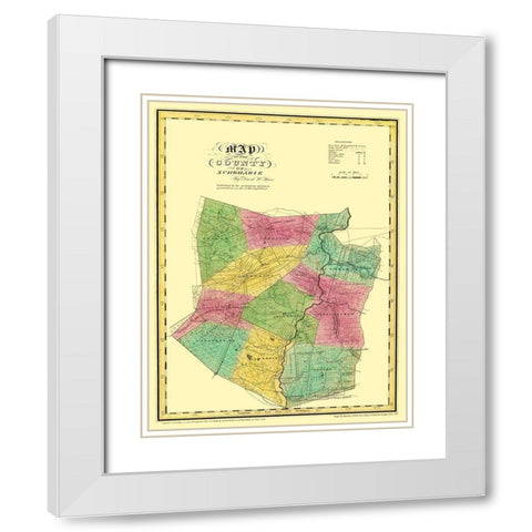 Schoharie New York Landowner - Burr 1829 White Modern Wood Framed Art Print with Double Matting by Burr