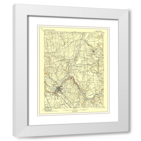 Schenectady New York Quad - USGS 1898 White Modern Wood Framed Art Print with Double Matting by USGS