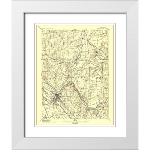 Schenectady New York Quad - USGS 1898 White Modern Wood Framed Art Print with Double Matting by USGS