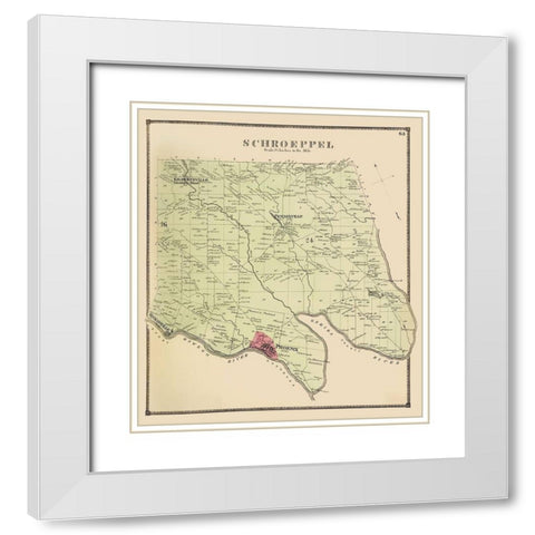 Schroeppel New York Landowner - Stone 1866 White Modern Wood Framed Art Print with Double Matting by Stone