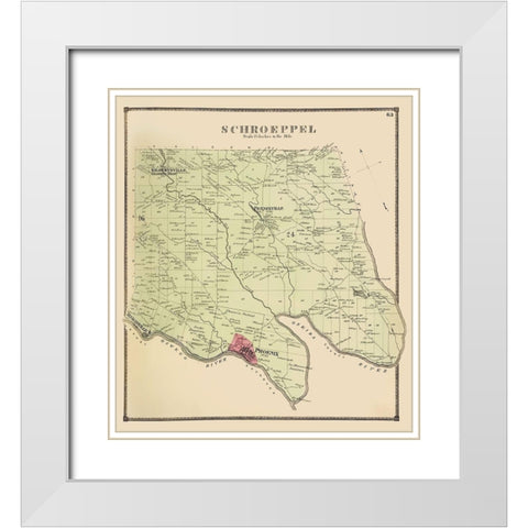 Schroeppel New York Landowner - Stone 1866 White Modern Wood Framed Art Print with Double Matting by Stone
