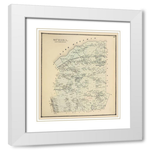Scriba New York Landowner - Stone 1866 White Modern Wood Framed Art Print with Double Matting by Stone