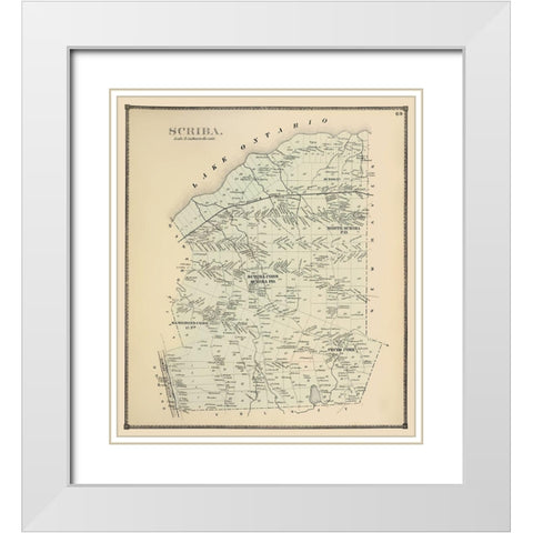Scriba New York Landowner - Stone 1866 White Modern Wood Framed Art Print with Double Matting by Stone