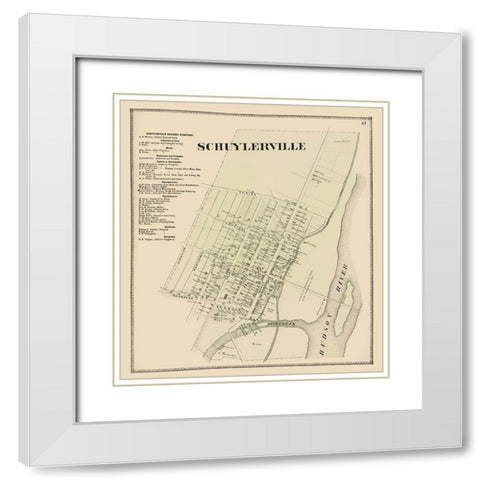 Schuylerville New York Landowner - Stone 1866 White Modern Wood Framed Art Print with Double Matting by Stone