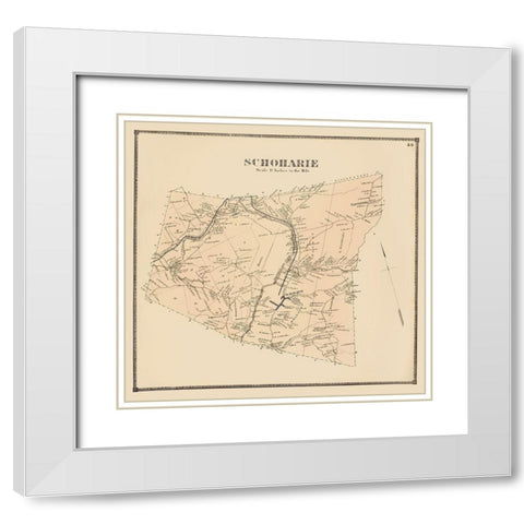 Schoharie New York Landowner - Stone 1866 White Modern Wood Framed Art Print with Double Matting by Stone